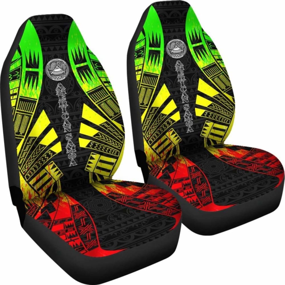 American Samoa Car Seat Covers - American Samoa Seal Polynesian Tattoo Reggae -