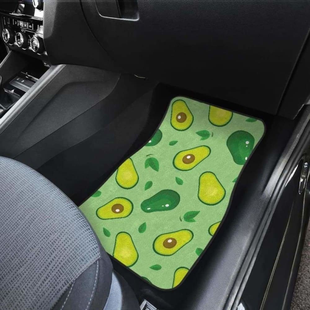 Avocado Pattern Green Background Front And Back Car Mats