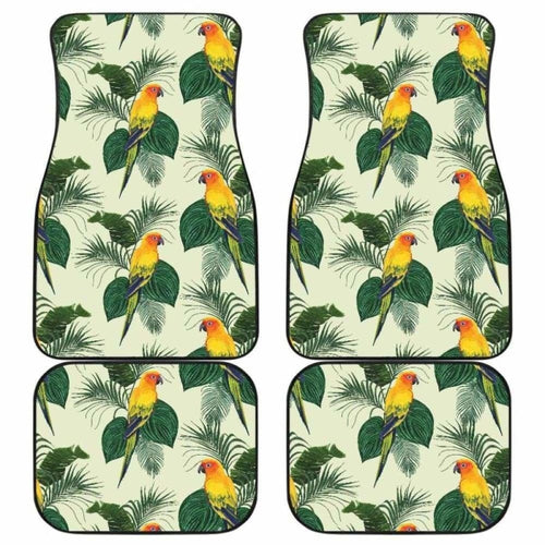 Beautiful Parrot Palm Leaves Pattern Front And Back Car Mats