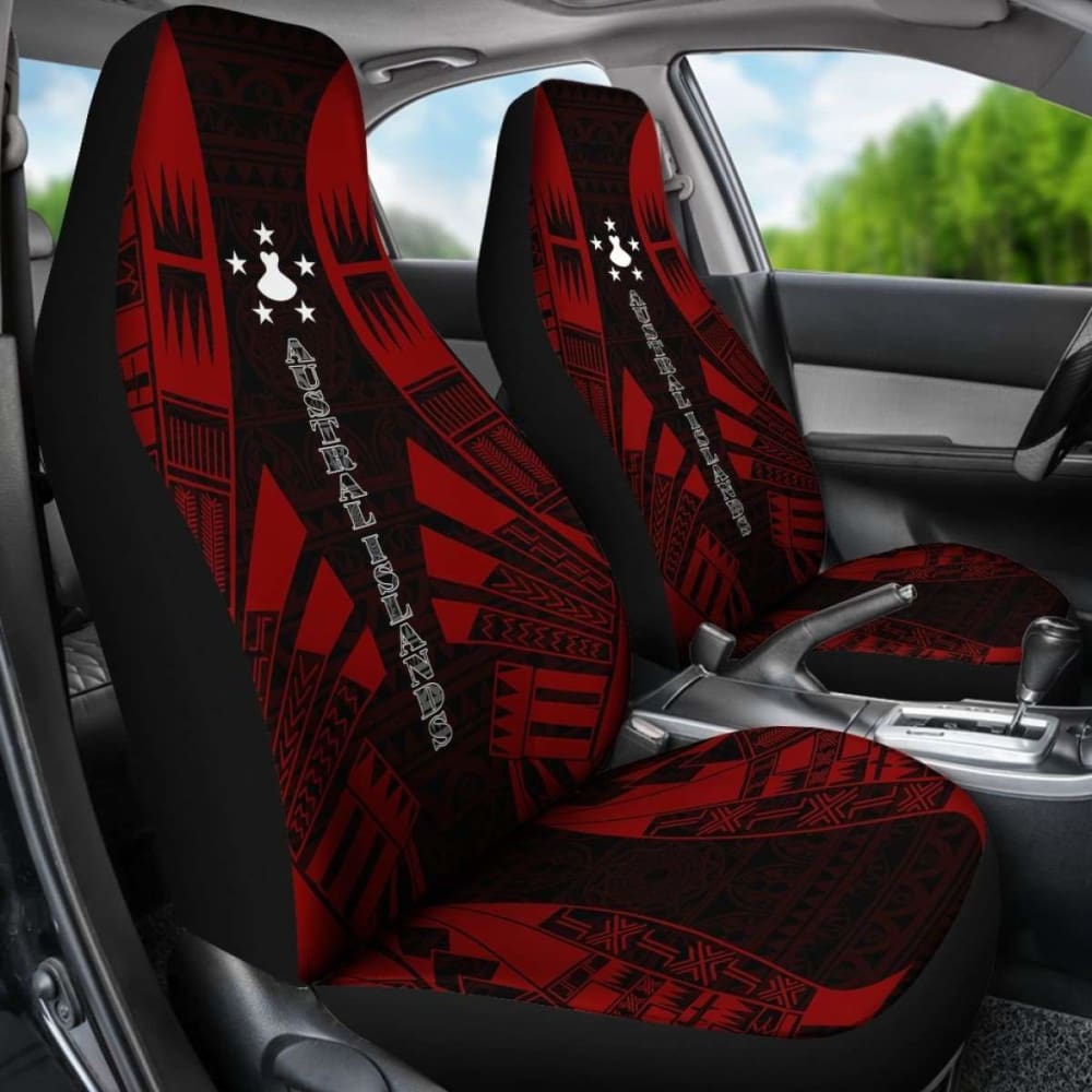 Austral Islands Car Seat Covers - Austral Islands Flag Polynesian Tattoo Red -