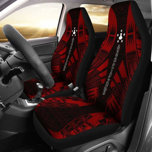 Austral Islands Car Seat Covers - Austral Islands Flag Polynesian Tattoo Red -