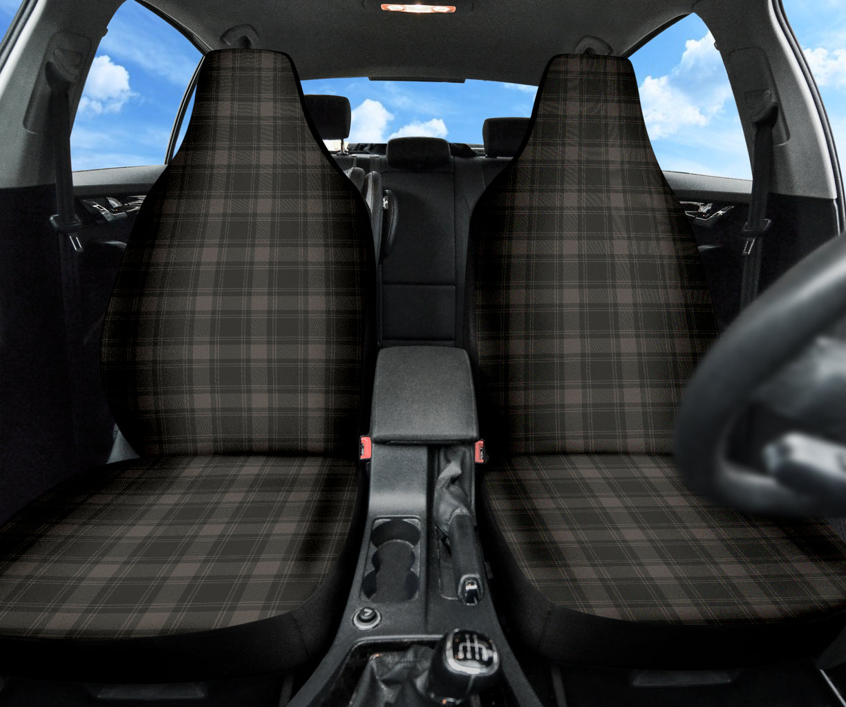 Black Plaid Pattern Car Seat Covers