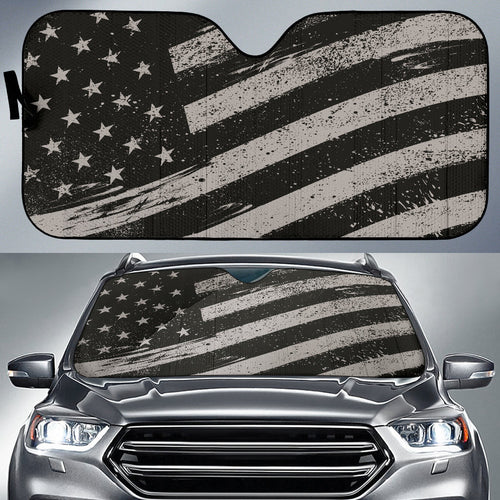 Black And White American Flag Car Auto Sun Shades