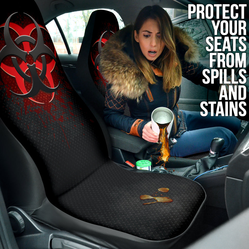 Biohazard Red Grunge Color Splash Car Seat Covers