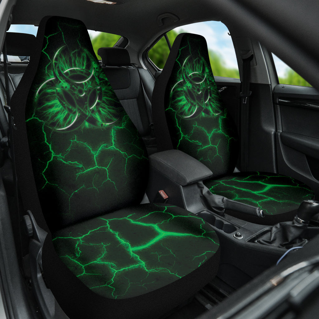 Biohazard Green Neon Crack Car Seat Covers