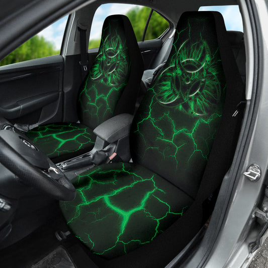Biohazard Green Neon Crack Car Seat Covers