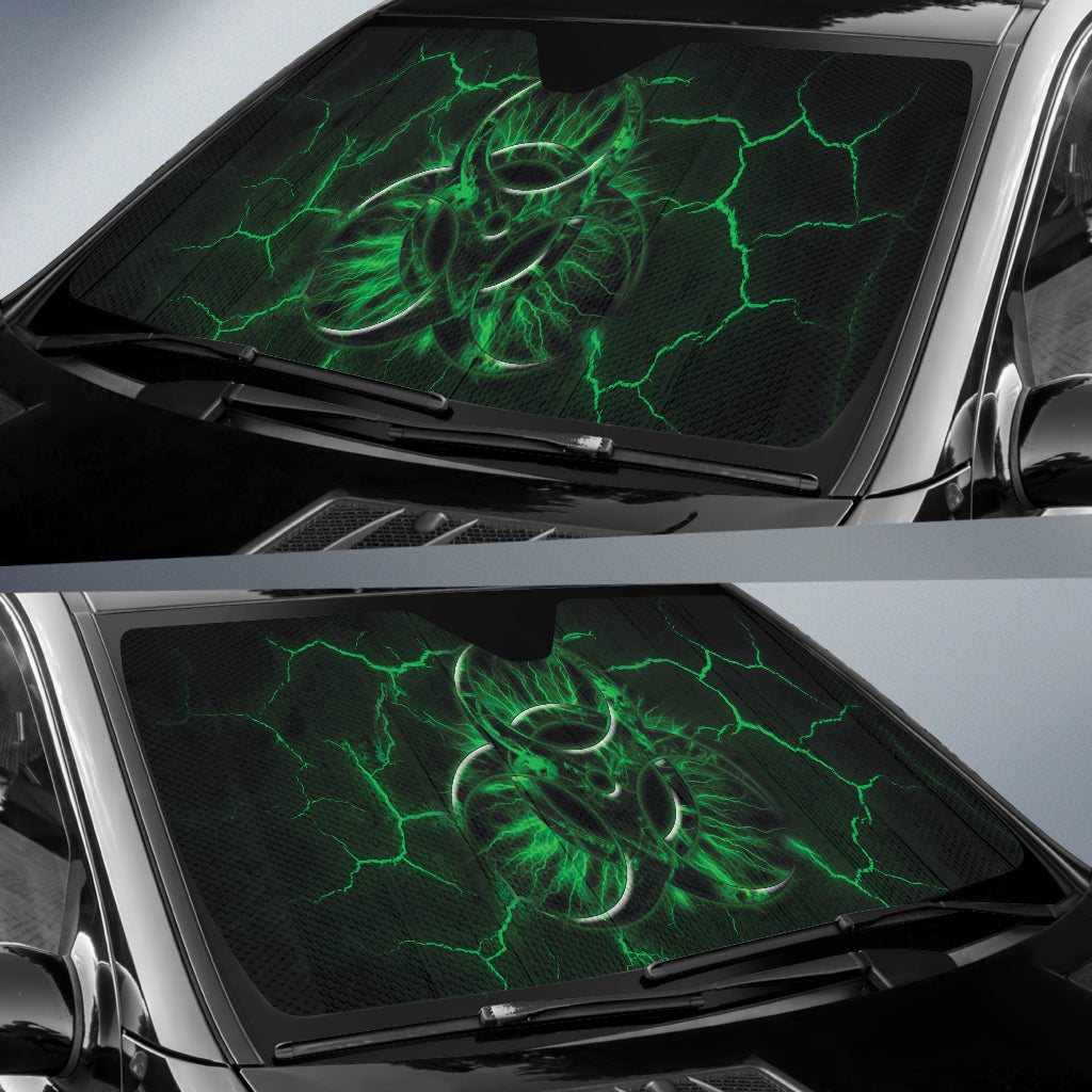 Biohazard Green Neon Crack Car Auto Sun Shades