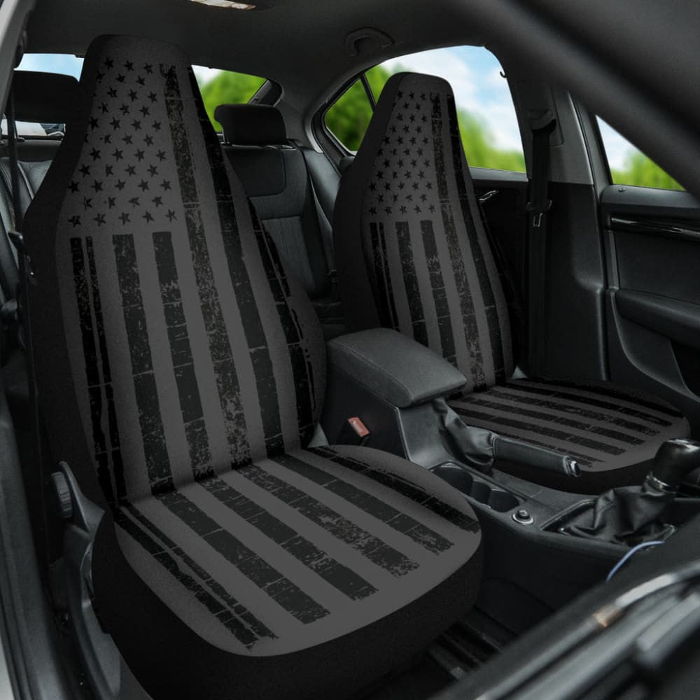 Black USA American Flag Car Seat Covers
