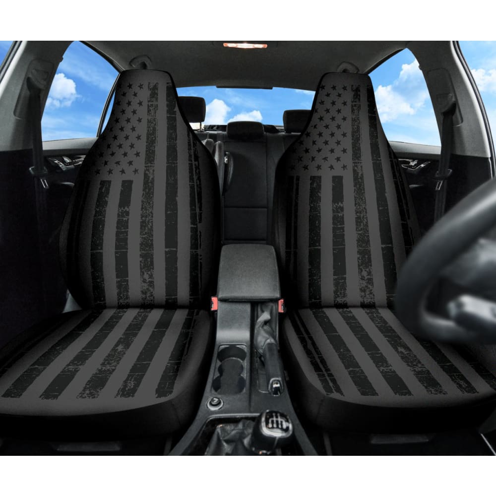 Black USA American Flag Car Seat Covers