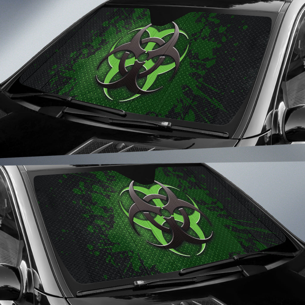 Biohazard Green Grunge Color Splash Car Auto Sun Shades