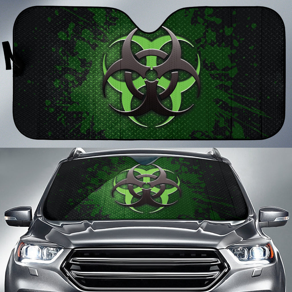 Biohazard Green Grunge Color Splash Car Auto Sun Shades