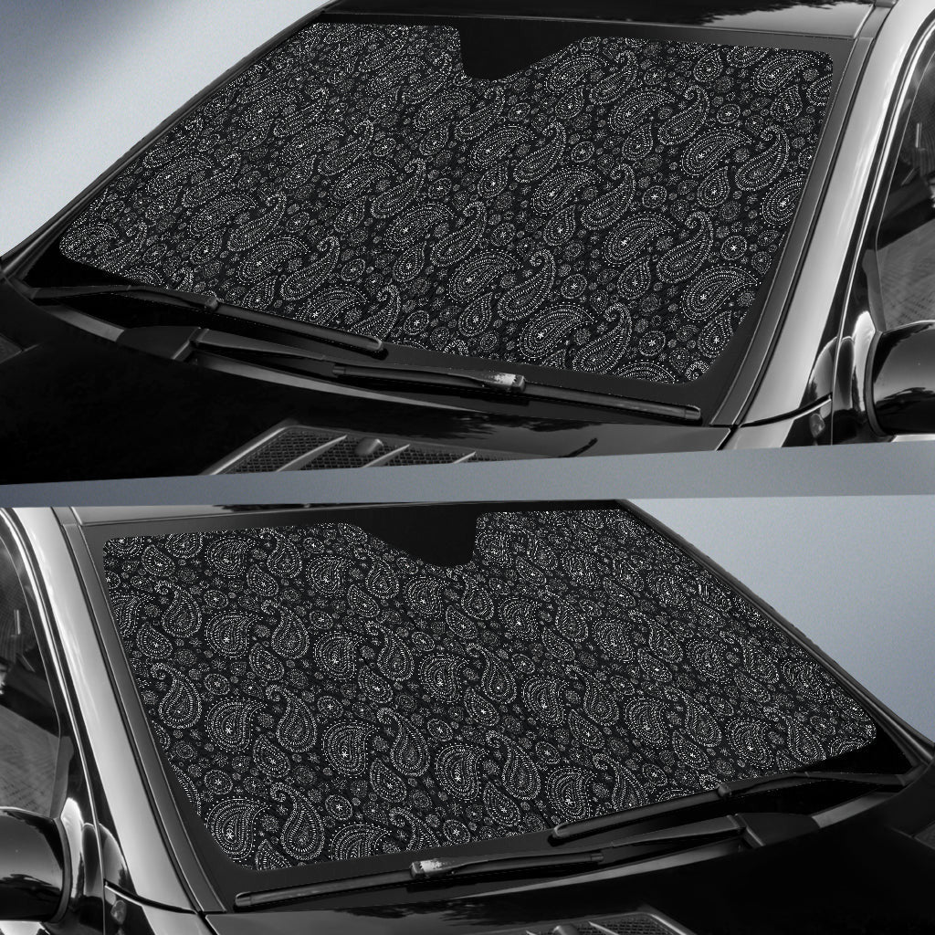 Black Paisley Pattern Car Auto Sun Shades