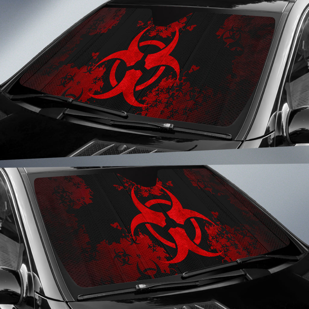 Biohazard Red Grunge Car Auto Sun Shades
