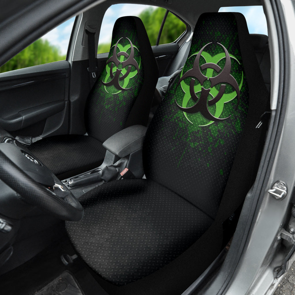 Biohazard Green Grunge Color Splash Car Seat Covers