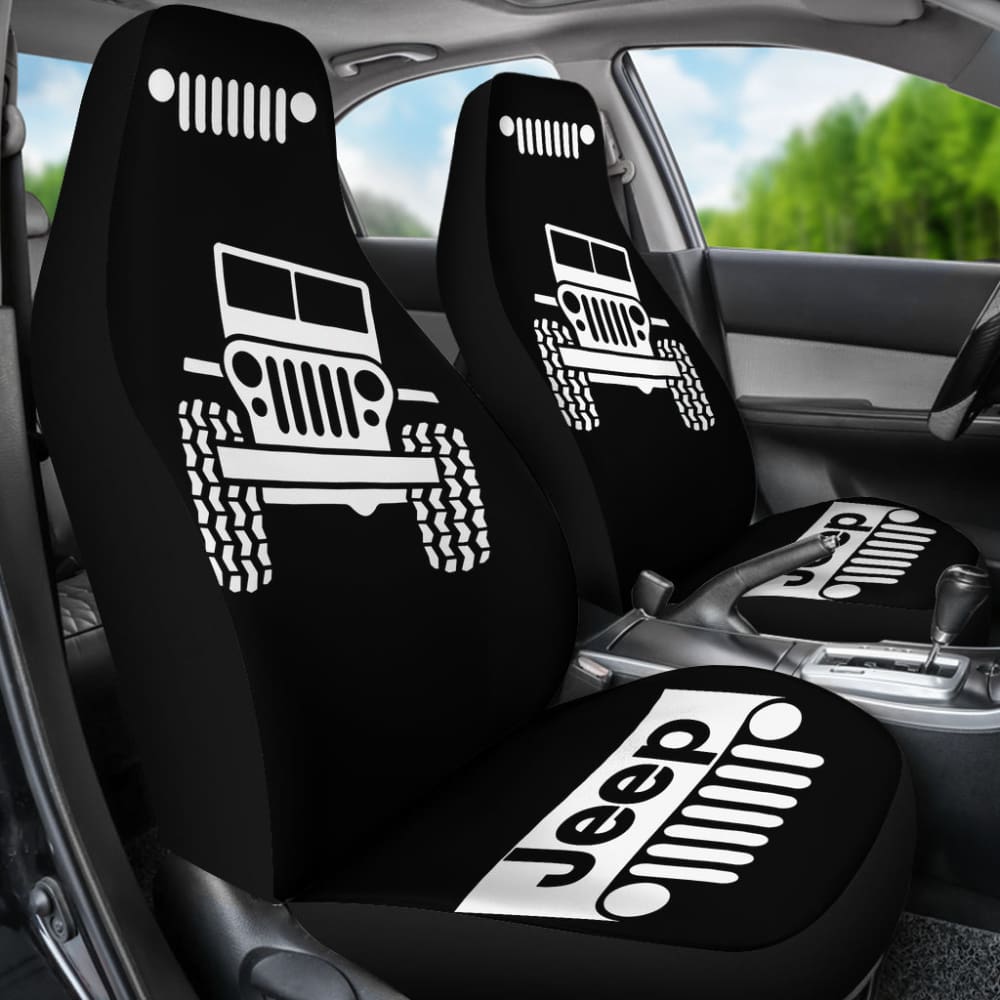 Black White Jeep Offroad Wobble Car Seat Covers Custom