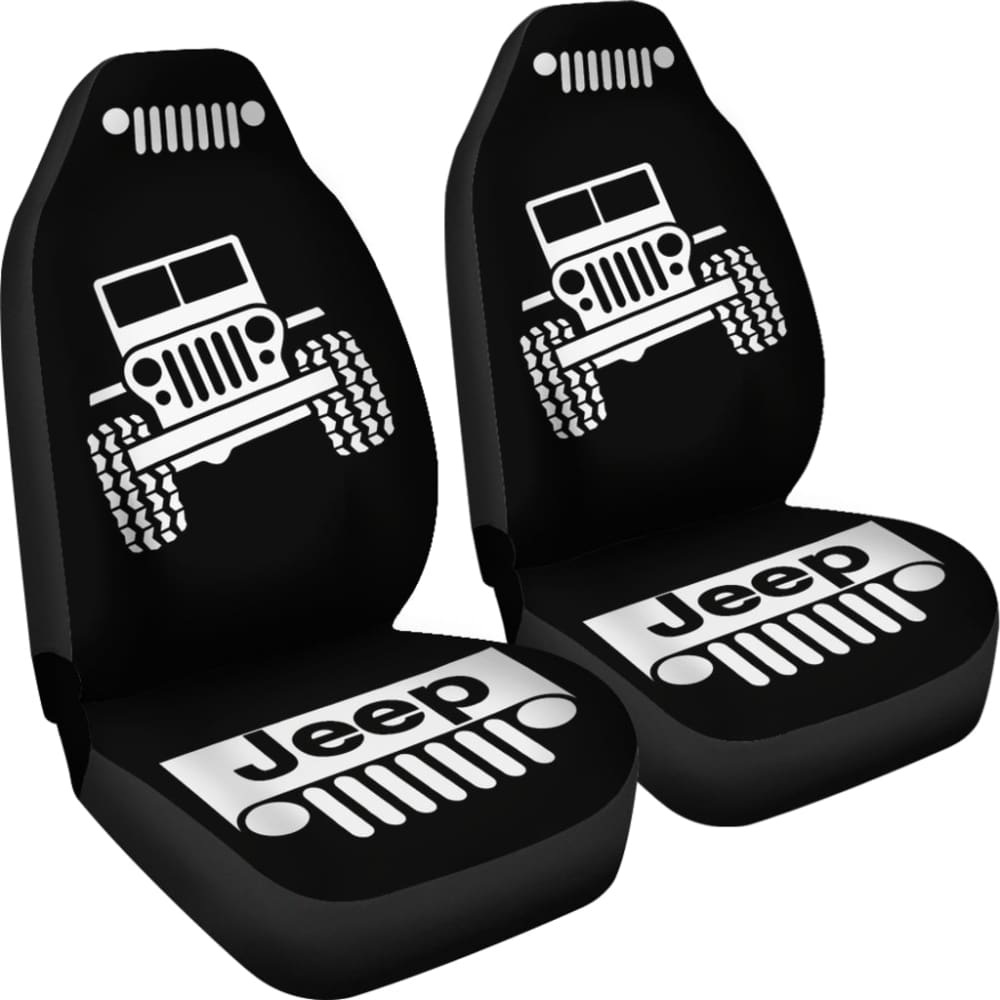 Black White Jeep Offroad Wobble Car Seat Covers Custom