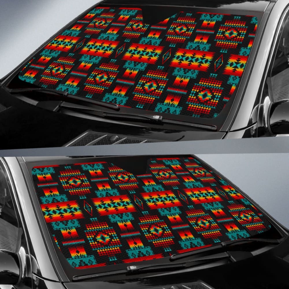 Black Native Tribes Pattern American Car Auto Sun Shades