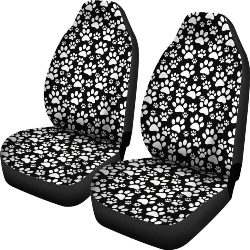 Black Themed Paw Print Car Seat Covers