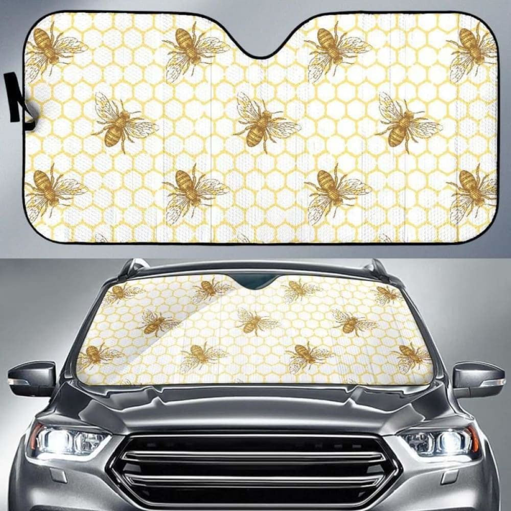 Bee Honeycomb Seamless Design Pattern Car Auto Sun Shades