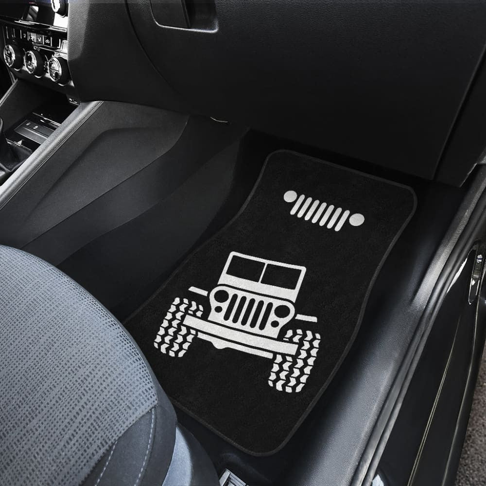 Black White Jeep Offroad Wobble Car Floor Mats Custom