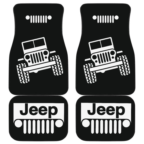 Black White Jeep Offroad Wobble Car Floor Mats Custom