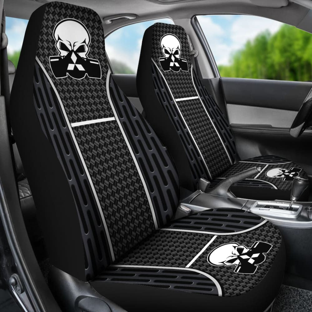 Black Themed Poison Gas Skull Mitsubishi Car Seat Covers