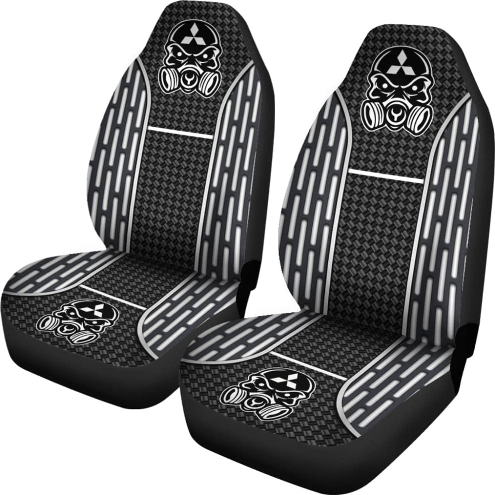 Black White Poison Gas Skull Mitsubishi Car Seat Covers