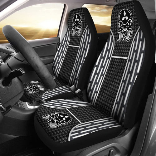 Black White Poison Gas Skull Mitsubishi Car Seat Covers