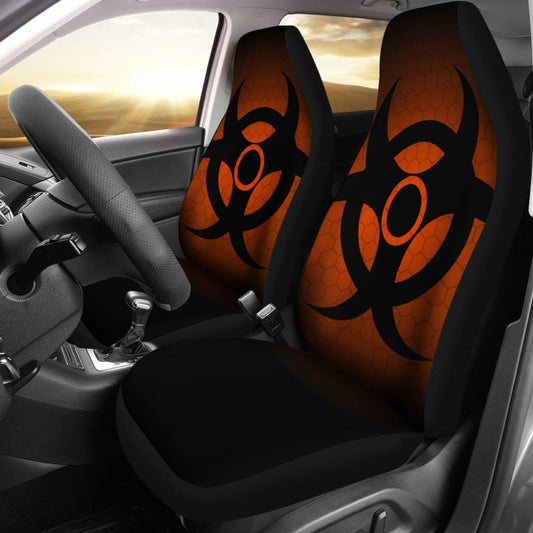 Black Biohazard Warning Orange Background Car Seats Covers