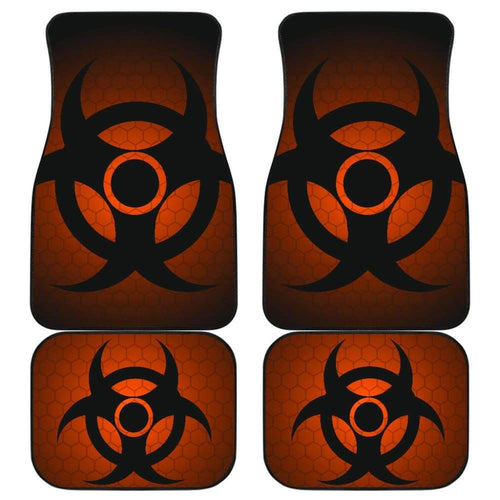Black Biohazard Warning Orange Background Car Floor Mats
