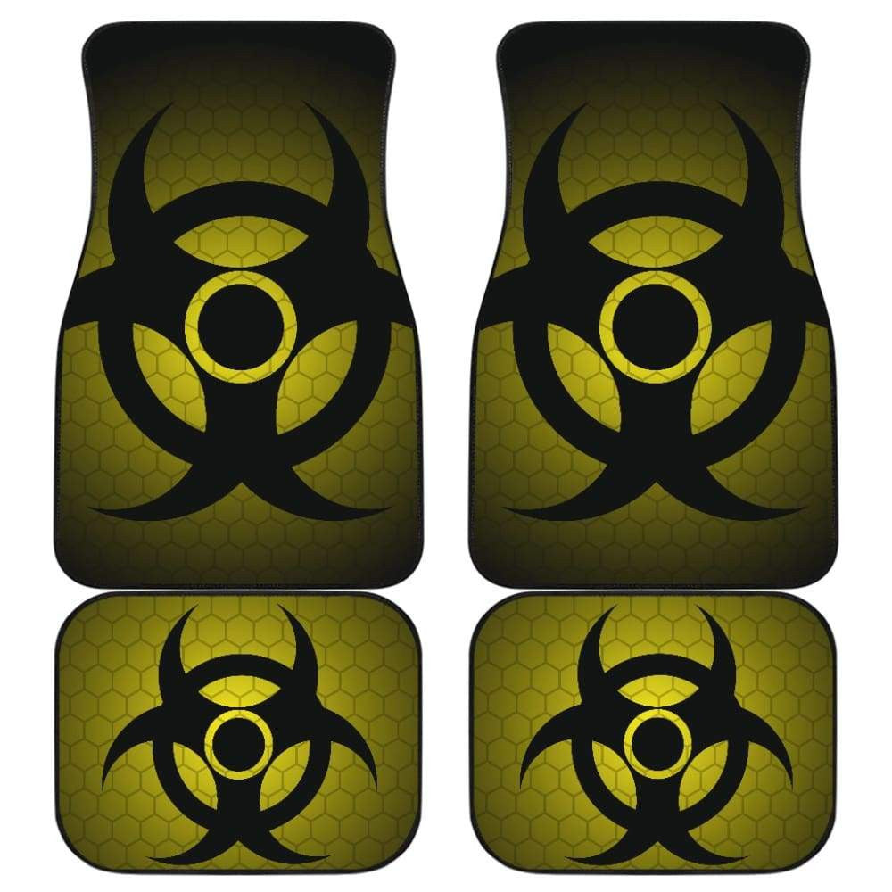 Black Biohazard Warning Yellow Background Car Floor Mats