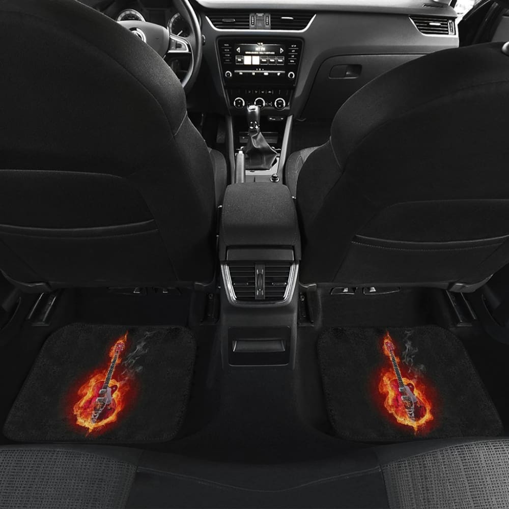 Be Unique With Electric Guitar Burned In Flaming Flower Car Floor Mats