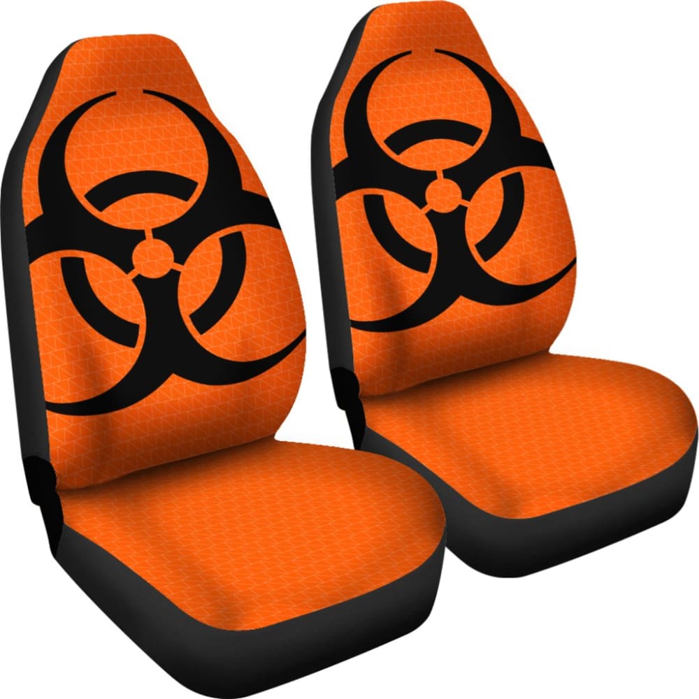 Black Biohazard Sign Orange Background Car Seats Covers