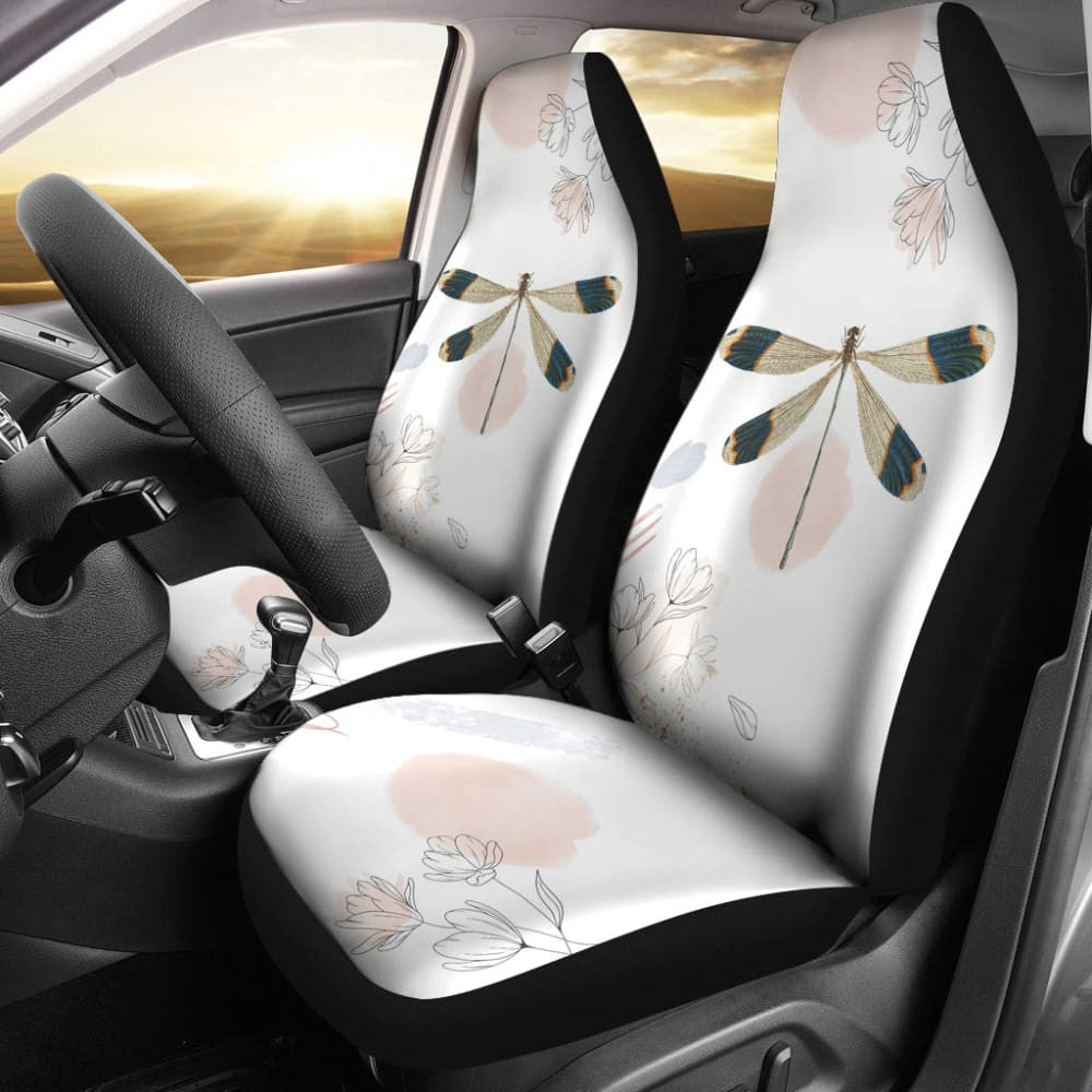 Beautiful Dragonfly and Flower Car Seat Covers