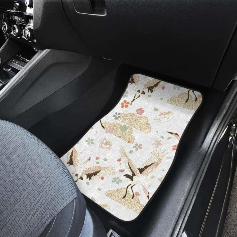 Beautiful Japanese Cranes Pattern Front And Back Car Mats