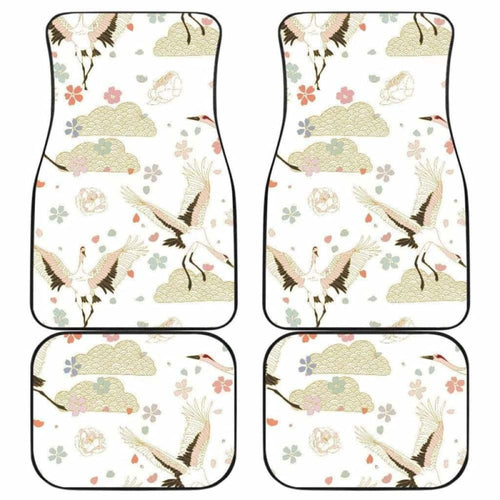 Beautiful Japanese Cranes Pattern Front And Back Car Mats