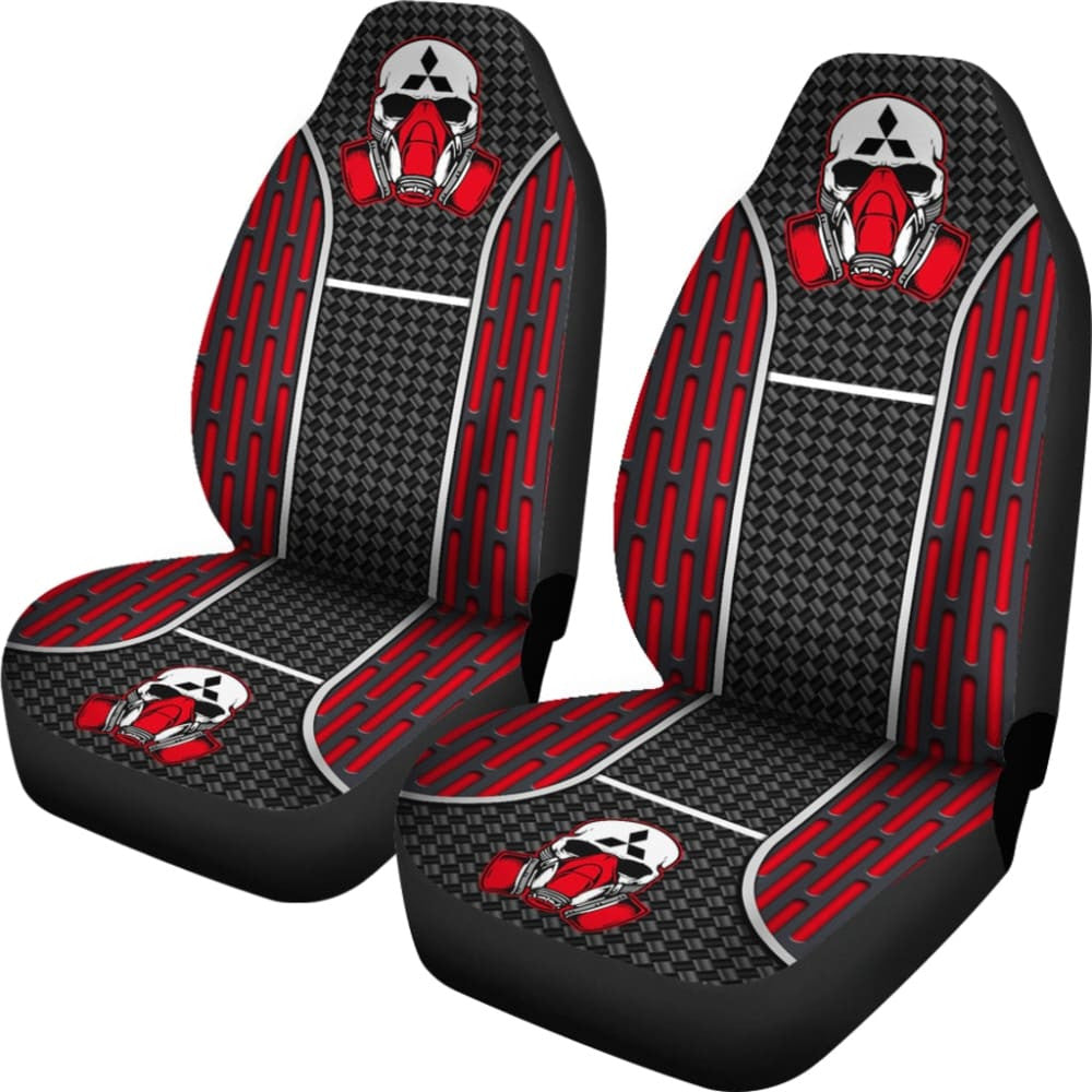Black Red Poison Gas Skull Mitsubishi Car Seat Covers