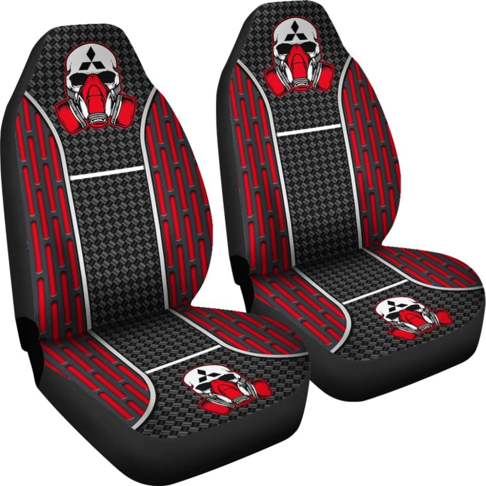 Black Red Poison Gas Skull Mitsubishi Car Seat Covers