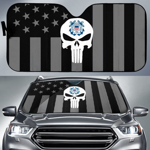 Black American Flag US Coast Guard Car Auto Sun Shades