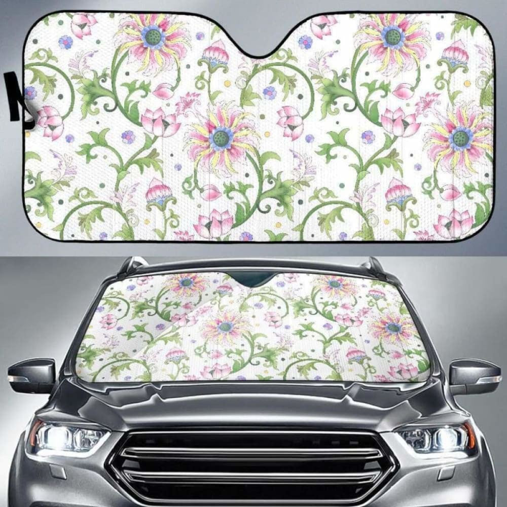 Beautiful Pink Lotus Waterlily Leaves Pattern Car Auto Sun Shades