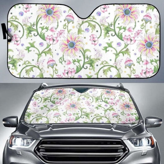 Beautiful Pink Lotus Waterlily Leaves Pattern Car Auto Sun Shades