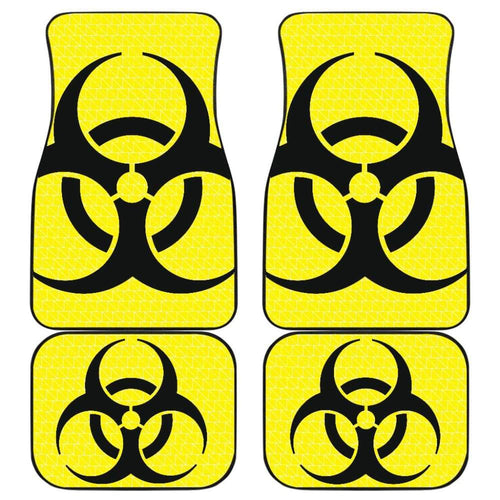 Black Biohazard Sign Yellow Background Car Floor Mats