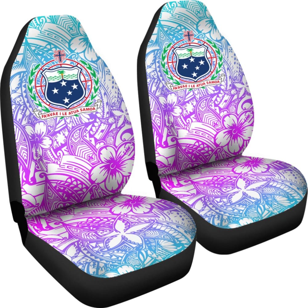 American Samoa Car Seat Covers Coat Of Arms Polynesian With Hibiscus