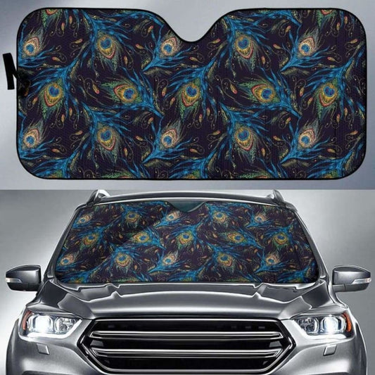 Beautiful Peacock Feather Pattern Car Auto Sun Shades