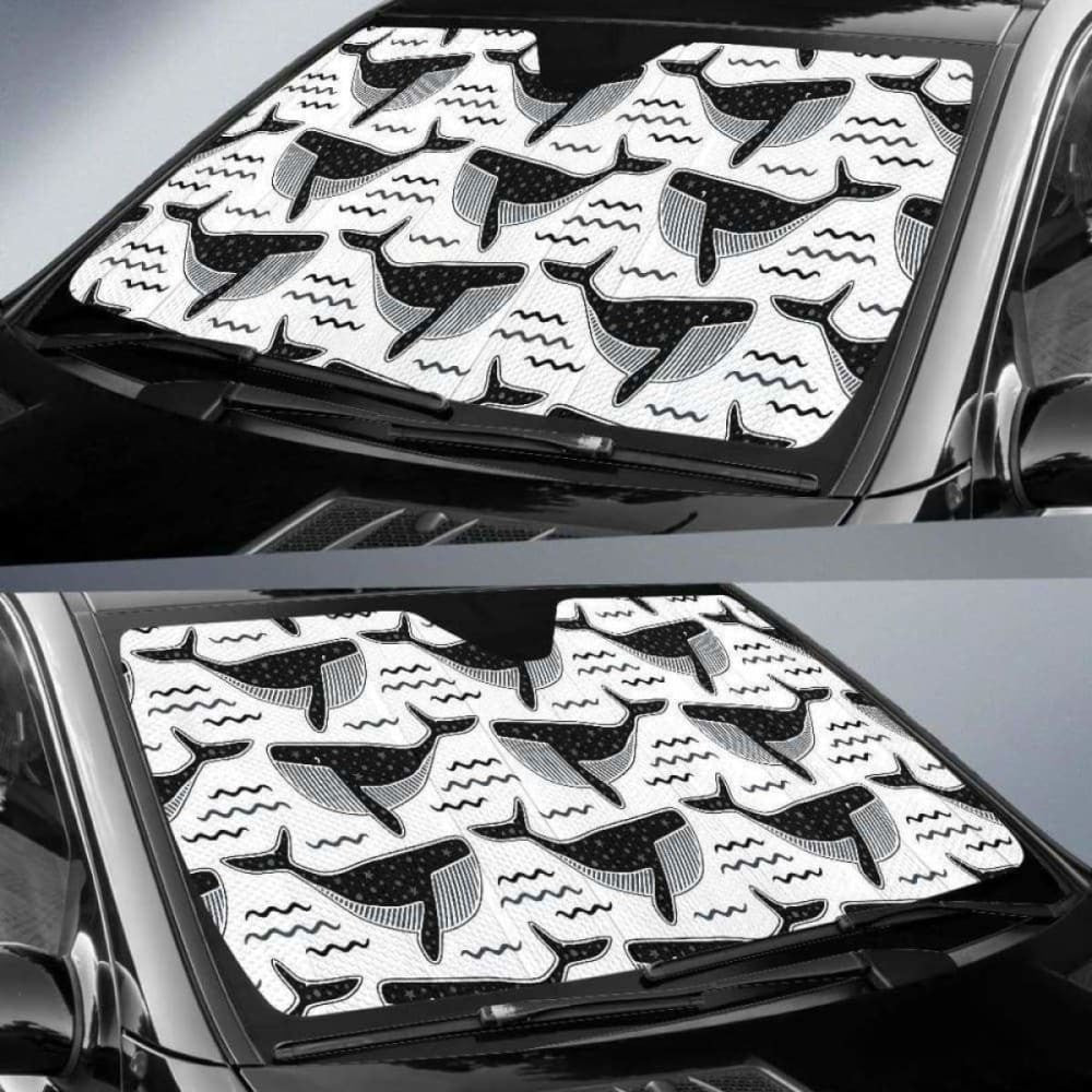 Black Whale Pattern Car Auto Sun Shades