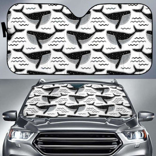 Black Whale Pattern Car Auto Sun Shades