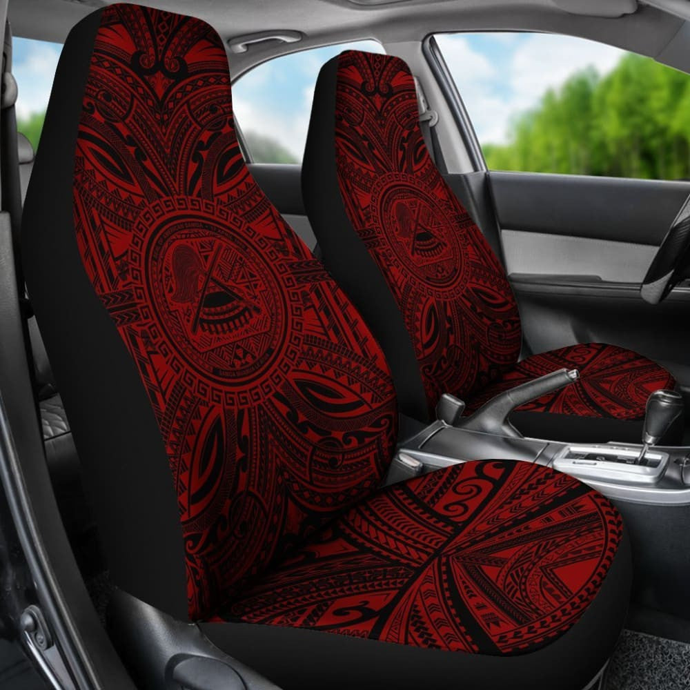 American Samoa Car Seat Cover - American Samoa Coat Of Arms Polynesian Red Black