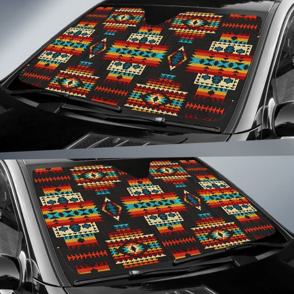 Black Pattern Native Auto Sun Shades