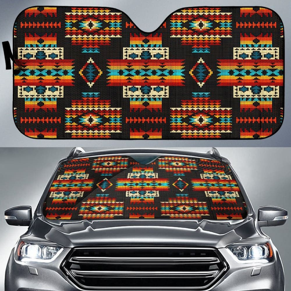 Black Pattern Native Auto Sun Shades