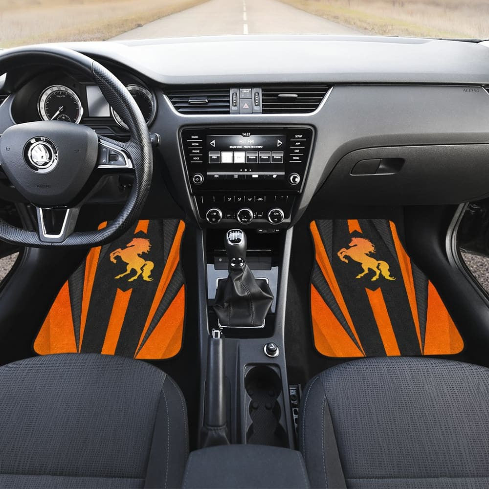 Black Orange Horse Mustang Metallic Style Printed Amazing Gift Ideas Car Floor Mats